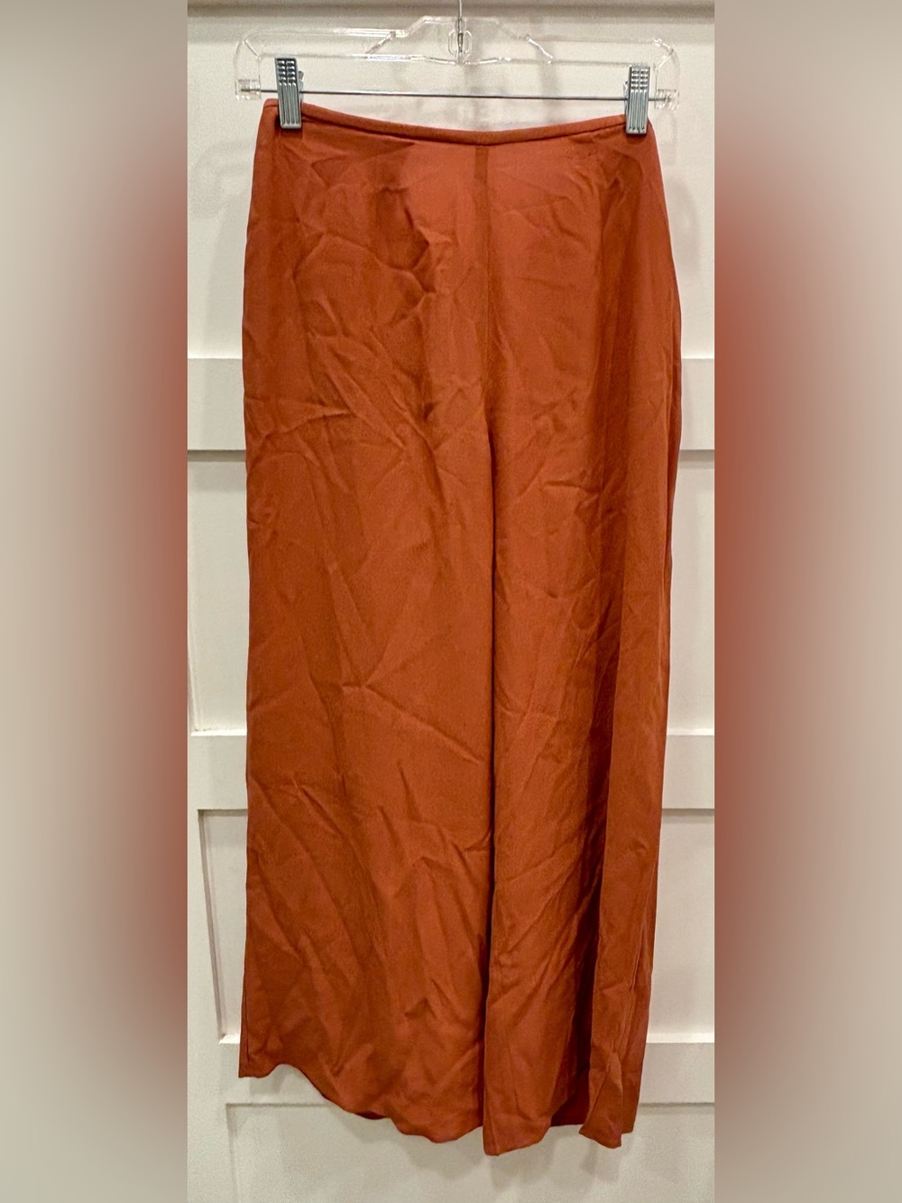 Eileen Fisher 100% Silk Wide-Leg Pants in Burnt Orange